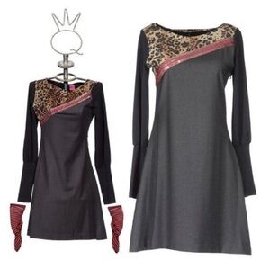 Vintage Save The Queen Animal Print Dark Academia Dress Size XL Made in Italy